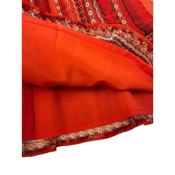 Loft Women's Red Skirt Size L Bohemian Print Elastic Waist‎ - Picture 6 of 7